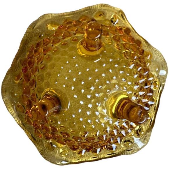 Vintage Ember Thumbnail Small Glass Candy Relish Dish With Legs 6.5"W - 2.5"H - Picture 3 of 5